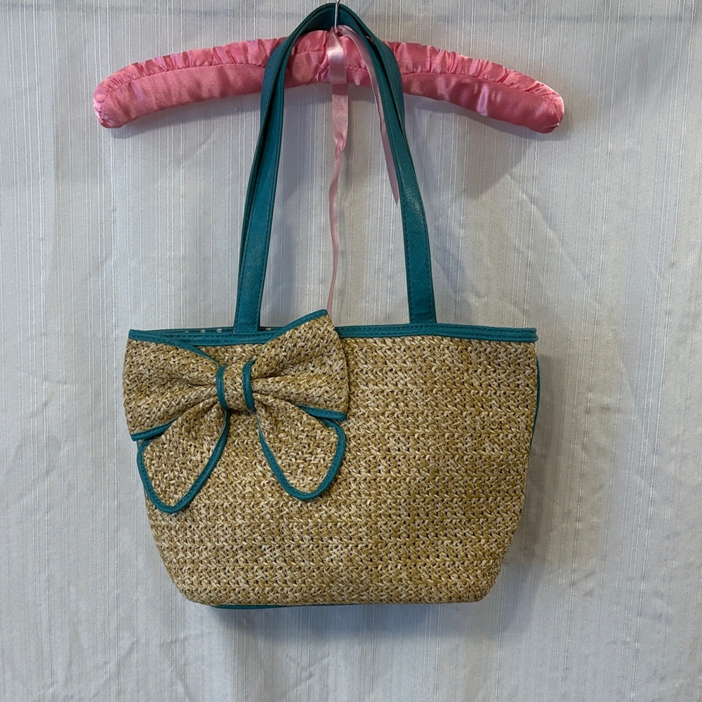 Y2K Woven Tote Bag with Bow